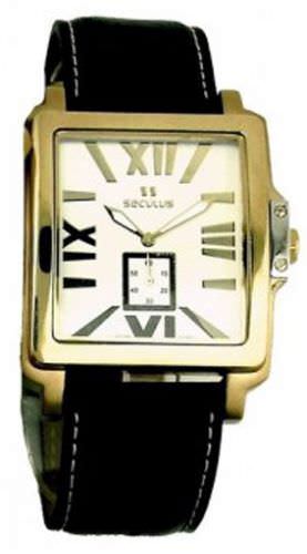 Seculus 4492.1.1069 stainless-gilt, pvd, black leather