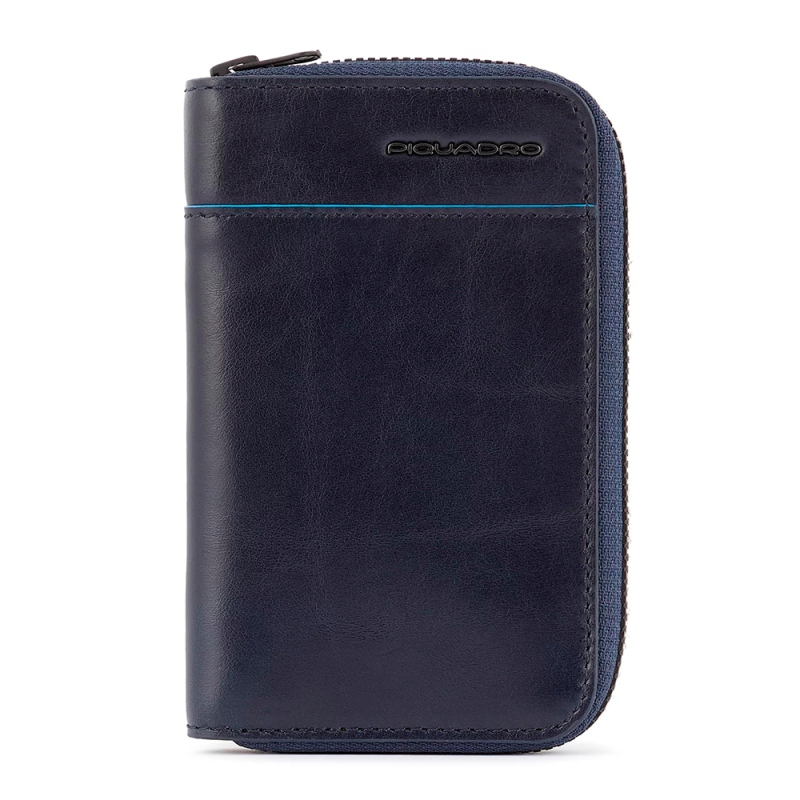 Piquadro B2 REVAMP/Blue Портмоне верт. на молнии с RFID защитой (8x13x2)