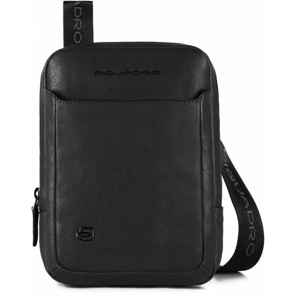 Piquadro BK SQUARE/Black Сумка верт. с отдел. для iPad mini на ремне (17x23x5,5)