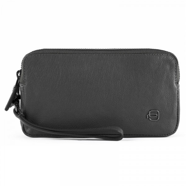 Piquadro BK SQUARE/Black  Сумочка-клатч с 2 отдел. на молнии с RFID защитой (20x11x4)
