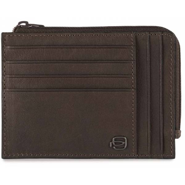 Piquadro BK SQUARE/D.Brown Кредитница с отдел. для монет на молнии с RFID защитой (12,5x9x1)