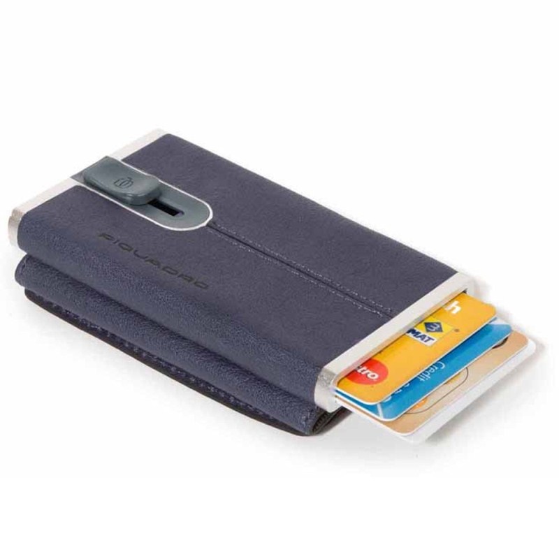 Piquadro BK SQUARE/Ocean Blue Кредитница-портмоне с выдвижным механизмом с RFID защитой (6,2x10,5x2)