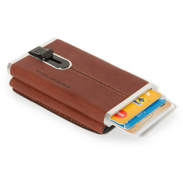 Piquadro BK SQUARE/Tobacco Кредитница-портмоне с выдвижным механизмом с RFID защитой (6,2x10,5x2)