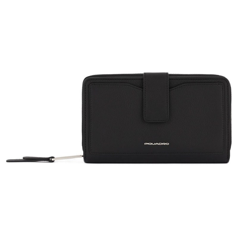 Piquadro LINA/Black Портмоне верт. карман для монет на молнии с RFID защитой (10,5x18x3,5)
