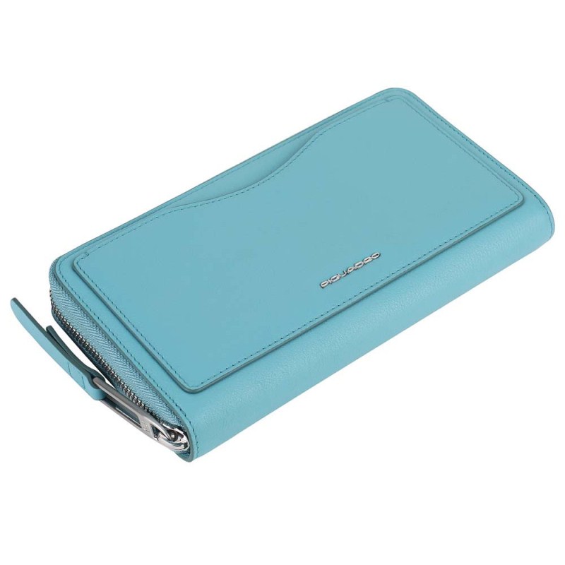 Piquadro LINA/L.Blue  Портмоне верт. на молнии с RFID защитой (19x10,5x2,5)