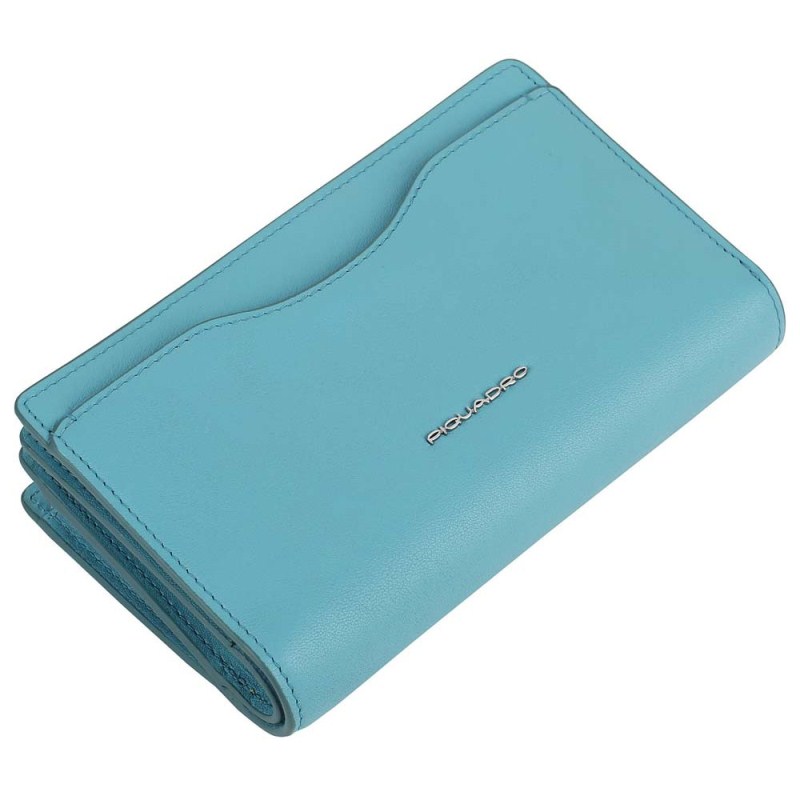 Piquadro LINA/L.Blue Портмоне верт. с отдел. для монет на молнии с RFID защитой (9x15,5x3)