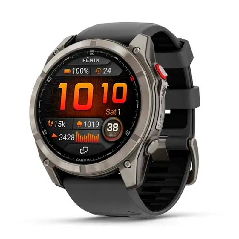 Garmin Смарт-часы Garmin Fenix ​​8 Pro (51 mm) AMOLED Sapphire, титан с графитово-черным силиконовым ремешком
