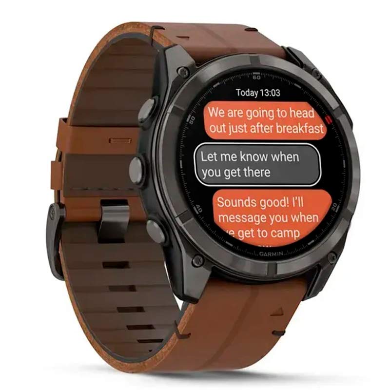 Garmin Смарт-годинник Garmin Fenix 8 Pro (51 mm) AMOLED Sapphire, титан Carbon Gray DLC із каштановим шкіряним ремінцем Garmin Смарт-годинник Garmin Fenix 8 Pro (51 mm) AMOLED Sapphire, титан Carbon Gray DLC із каштановим шкіряним ремінцем