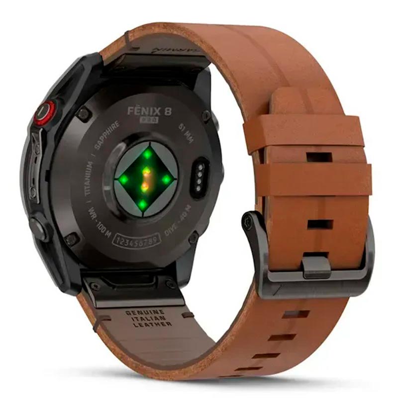 Garmin Смарт-годинник Garmin Fenix 8 Pro (51 mm) AMOLED Sapphire, титан Carbon Gray DLC із каштановим шкіряним ремінцем Garmin Смарт-годинник Garmin Fenix 8 Pro (51 mm) AMOLED Sapphire, титан Carbon Gray DLC із каштановим шкіряним ремінцем
