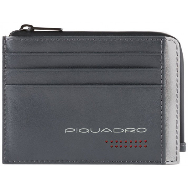 Piquadro URBAN/Grey-Black  Кредитница с отдел. для монет на молнии с RFID защитой (11,5x8x1)